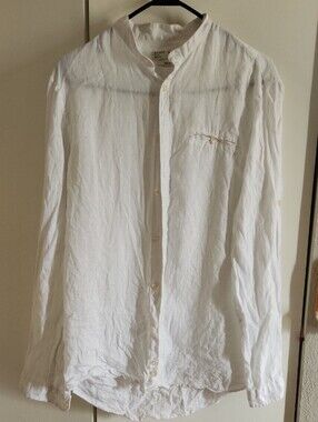 Celio White Regular Fit Linen Shirt - Men's Sz 14